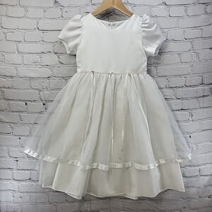 Jayne Copeland White Fancy Dress Girls Sz 7 Flower Girl Party